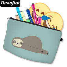 Deanfun-Bolsa de cosméticos con estampado de perezoso marrón, bonita bolsa de aseo impermeable, organizador azul, D51806 2024 - compra barato