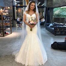 ANGELSBRIDEP-Vestido De novia Formal con tirantes, traje elegante De encaje De alta calidad, con diseño De sirena, a la moda 2024 - compra barato