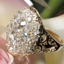 Роскошные кольца золотого цвета для женщин, ювелирные изделия, обручальное кольцо с кристаллами, цирконием, Anel, обручение, Anillos, массивные кольца, вечерние, подарки, bague 2024 - купить недорого