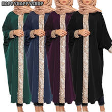 Abaya de lentejuelas musulmanas para mujer, caftán de manga de murciélago, vestido largo étnico, vestido de ramadán de Oriente Medio 2024 - compra barato