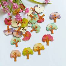 50pcs/pack Trees Shape Buttons Wooden Buttons Sewing Scrapbook Accessories Cabochons 2 Holes Castle Wood Decorative Buttons 2024 - buy cheap