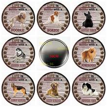 [ Decorman ]  Dog Husky Labrador Shih Tzu Poodle Tin Sign Vintage Fast Food Round Painting Gift art Bar Decoration R-001 30 CM 2024 - buy cheap