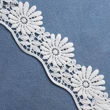 5yard 7.5cm New white hollow milk lace fabric spot unilateral elastic water-soluble embroidery bar code accessories for women's 2024 - buy cheap