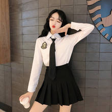 Female Shirt Tie College Wind big size JK Korean Students 2020 Spring Long-sleeved White Shirt School Skirt Uniform College 2024 - buy cheap
