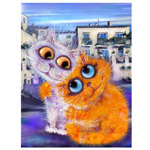 Dibujo de gato DIY 5D pintura de diamante punto de cruz bordado de diamantes lindos animales rhinestones imagen 3d mosaico diamante AA195 2024 - compra barato