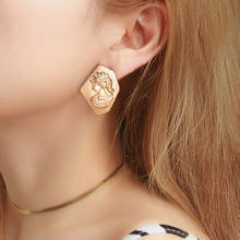 Korean Simple Statement Earrings Stainless Steel Stud Earrings For Women Vintage Roman Portrait Gold Colour Earing 2020 Jewelry 2024 - buy cheap
