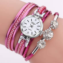 Женские кварцевые часы с кожаным браслетом, роскошные часы Топ-бренда 2021 с цветком, женские наручные часы с драгоценным камнем 2024 - купить недорого