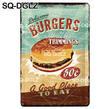 [SQ-DGLZ] Eat BURGER Tin Sign Vintage Bar Decor Metal Sign Plaque Vintage Pub Bar Decor Metal Borden Art Poster Plate 2024 - buy cheap