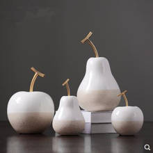 Artesanías de pera y manzana de cerámica blanca, decoraciones para el hogar, regalos de Navidad, decoración de mesa de oficina 2024 - compra barato