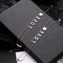 New Arrivals LOVE Letter Stainless Steel Bracelets For Woman Rose Gold Color Love Heart Bracelet Simple Jewelry Statement Gifts 2024 - buy cheap