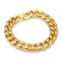 High Quality Gold Stainless Steel Thick Hand Chain Men Women Popular Jewelry Bracelet Birthday Gift Wholesale Dropshipping 2024 - buy cheap