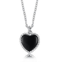 LEKANI-collares con colgante de corazón negro para mujer, de plata de ley 100% 925, cadena larga Vintage de eslabones, joyería con estilo 2024 - compra barato