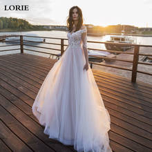 LORIE-Vestido de novia de cola A, prenda de manga larga con apliques de encaje, vestidos de novia de princesa, 2020 2024 - compra barato