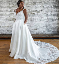 Африканское свадебное платье А-силуэта без рукавов, Кружевная аппликация с карманом, свадебное платье для невесты, платье на заказ 2024 - купить недорого