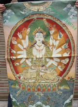 Buda religioso antiguo, bordado de seda dorada, Thangka thousand hand Guanyin Bodhisattva, imagen colgante de Buda 2024 - compra barato