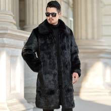 Chaqueta de piel sintética de visón para hombre, abrigo grueso de piel caliente, chaquetas sueltas, color negro, para otoño e invierno, B140 2024 - compra barato