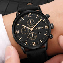 Geneva Топ бренд класса люкс мужские часы Дата сплав чехол синтетический кожаный ремешок спортивные мужские часы Erkek Kol Saati 2024 - купить недорого