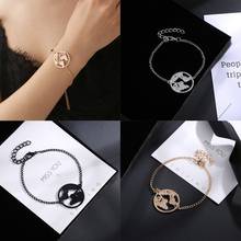 Prsonalized World Map Link Bracelet For Women Girls Jewelry Simple Charm Chic Geometric Round Bangle Bracelet pulseira feminina 2024 - buy cheap