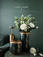 Vaso de cerâmica europeu de luxo, arranjo de flores secas, decoração para sala de estar, vaso de flores douradas, decoração moderna para casa 2024 - compre barato