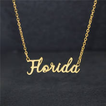 Letter Charms Gold Choker Dainty Florida Necklace FL State Pendants United States Jewelry For Women Men Stainless Steel BFF 2024 - buy cheap