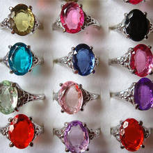 Anillos de cristal de Color plateado para niños, anillos grandes de diamantes de imitación de colores mezclados, accesorios de joyería, 10 Uds. 2024 - compra barato