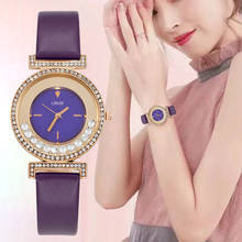 Часы женские со стразами, модные элегантные с креативным подарком, кварцевые кожаные часы-браслет 2024 - купить недорого