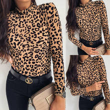 Women Blouses Fashion Leopard Print Turtle Neck Blouse Autumn Long Sleeve Shirts Party Ladies Clothes Womens Blouses And Tops 2024 - buy cheap