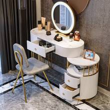 Tocador de lujo multifuncional para dormitorio, mesa moderna de 100cm con espejo, mesita de noche para maquillaje 2024 - compra barato