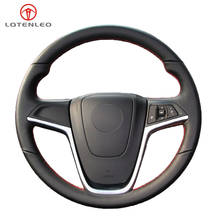 LQTENLEO Black Genuine Leather Sew Car Steering Wheel Cover for Opel Mokka 2013-2016 Insignia 2009-2013 Astra J 2010-2015 Meriva 2024 - buy cheap
