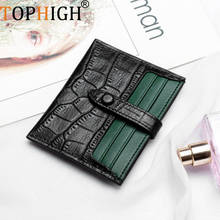 TOPHIGH Genuine Leather Card Holder Men Cow Leather With Crocodile Pattern Wallet Original ID Credit Card Wallet 2024 - buy cheap