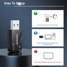 EDUP 1300Mbps USB WiFi AC Adapter Dual Band Wireless USB  Lan  Network Card 802.11AC Mini Portable Wi-Fi Adapter For PC Laptop 2024 - buy cheap