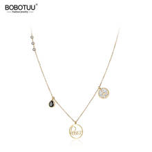 BOBOTUU, классические Стразы с кубическим цирконием, ожерелье с подвеской в виде мира для женщин, Свадебное женское ожерелье из нержавеющей стали, ювелирные изделия BN18043 2024 - купить недорого