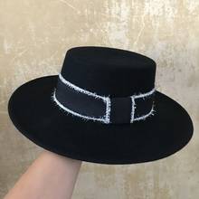 Sombrero Fedora de lana para mujer, ala ancha, sombrero de vaquero Panamá, ala ancha, para fiesta, iglesia, boda, color negro, para invierno 2024 - compra barato