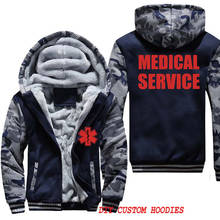 Sudadera con capucha EMT para hombre, prenda gruesa y cálida de terciopelo con cremallera, Parkas, para emergencias médicas, Invierno 2024 - compra barato