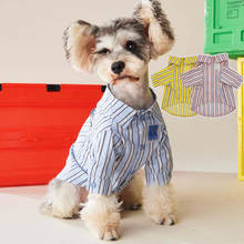 Хлопковая одежда для собак в полоску, рубашка для маленьких собак, летний модный костюм для щенка из йоркширского терьера, шнауцера, Померанской куртки 2024 - купить недорого