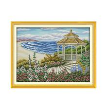 The seaside observation deck cross stitch kit 18ct 14ct 11ct count printed canvas stitching embroidery DIY handmade needlework 2024 - buy cheap