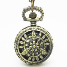(3049)Vintage Bronze Vine Leaves Flower Pocket Watch Necklace, 12pcs/lot, free ship, 2.7cm, Wholesale 2024 - buy cheap