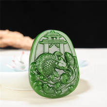 Chinese Natural Green Jade Carp Pendant Necklace Hand-carved Charm Jadeite Jewelry Fashion Amulet Gifts for Men Women 2024 - buy cheap