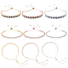 Pulsera ajustable de 3 colores para mujer, brazalete con zirconia de colores, bricolaje, estilo europeo, regalo de joyería 2024 - compra barato