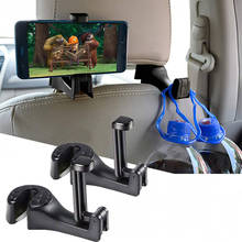 2 in 1 Car Back Seat Headrest Hook with Phone Holder Seat Back Hanger For Bag Handbag Purse Grocery Cloth Foldble Clip Organizer 2024 - купить недорого