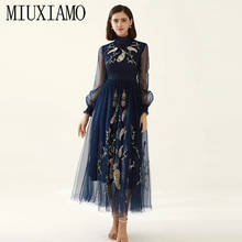 MIUXIMAO-Vestido largo de pasarela para mujer, ropa Vintage elegante con bordado de flores, ceñido, primavera y verano, 2021 2024 - compra barato