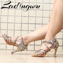 Ladingwu Classic Five Straps Latin Dance Shoes Women Salsa Tiger texture Satin Dance Shoes Girls Ladys Ballroom Dance Shoes 2024 - buy cheap