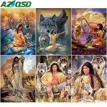 AZQSD-pintura de diamante 5D de Lobo, mosaico de diamantes cuadrados completo, Kits de punto de cruz de animales, imagen de diamantes de imitación, decoración del hogar 2024 - compra barato