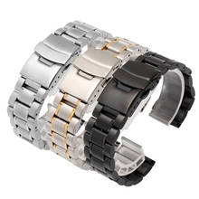 Correa de reloj de acero inoxidable para hombre, pulsera de arco de 18mm, 20mm, 22mm y 24mm, color negro, plateado y dorado 2024 - compra barato
