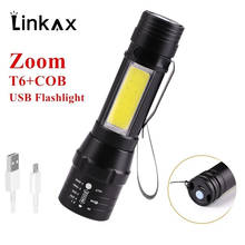 Rechargeable LED Flashlight T6 COB LED Light Portable Flashlight Built-in Battery Zoom Torch Outdoor Camping Hiking Flashlight 2024 - buy cheap