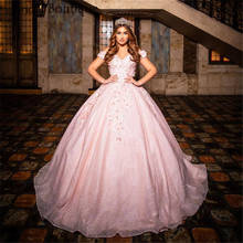 Pink Ball Gown Quinceanera Dresses Off Shoulder 3D Flowers Sweet 16 Dress Party Wear Bridal Boutique Princess Dress Xv Años 2024 - buy cheap