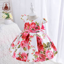 Yoliyolei Floral Print Drapped Baby Dressing Gown Infant Princess Birthday Clothes Petal Toddler Girls Holidays Children Dress 2024 - купить недорого