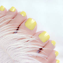 28Pcs Shiny Yellow False Toe Nails Macaron Artificial Fake Toenails For Design Lady DIY Foot Nail Art Tips Manicure Tools 2024 - buy cheap