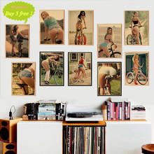 Cycling sexy beauty Vintage Kraft Paper Poster Cafe Living Room Decorative Paintings Frameless 42*30CM 2024 - buy cheap