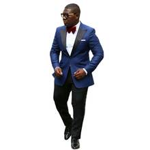 Peaked Lapel Navy Blue Blazer Black Trousers Slim Fit Groom Wedding Suits Set Costume Homme Party Wear Clothing 2Pc Jacket Pants 2024 - buy cheap
